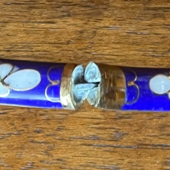 Blue, red, gold, green and white cloisonne bracelet with hidden clasp. - Picture 4 of 7